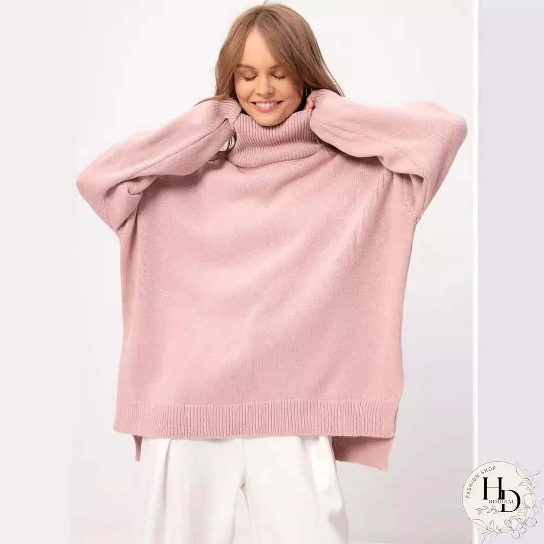 Versatile Knitted Russian High Collar Loose Sweaters