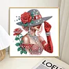 Lady Girl mit Zylinder - speziell geformtes Diamond Painting - 30*30cm