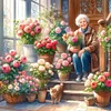 Diamond Painting-DIY Full Round Drill Garden Old Lady