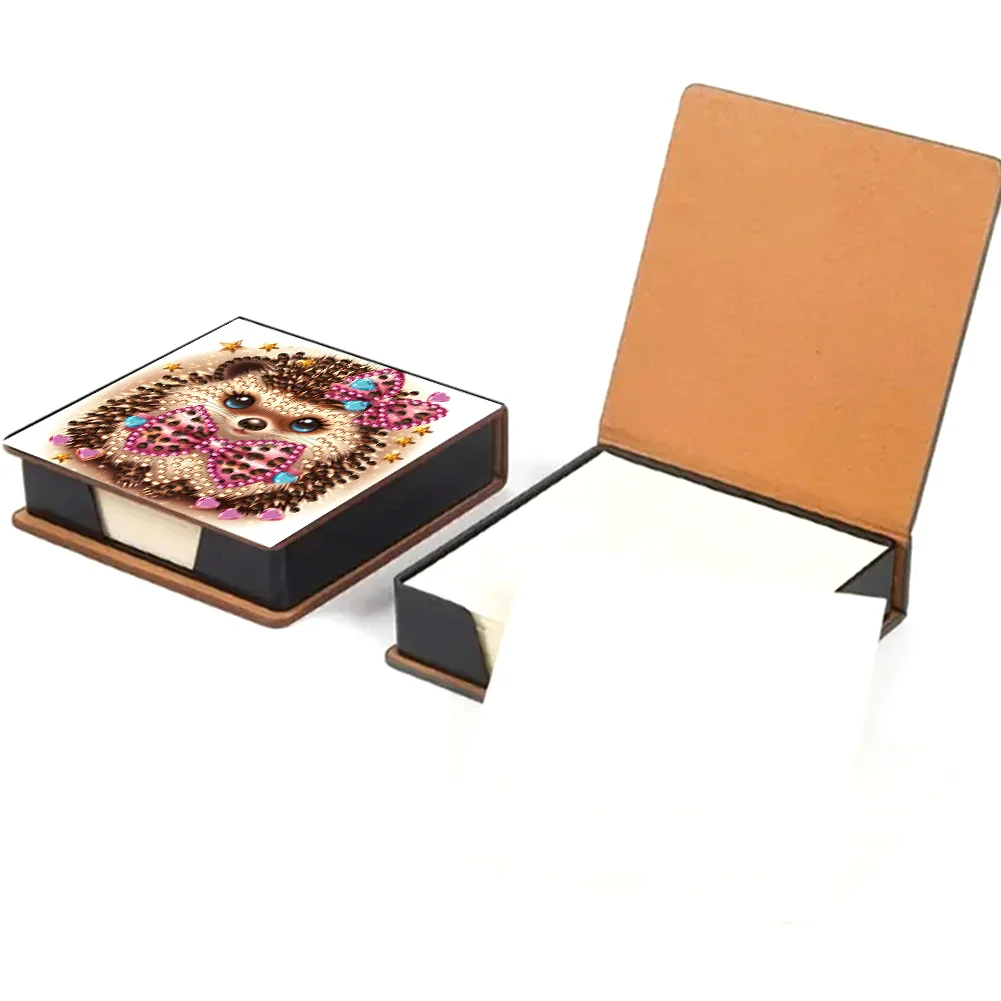 PU 5D Diamond Painting Kit Note Box DIY Diamond Art Notepad Box (Hedgehog)