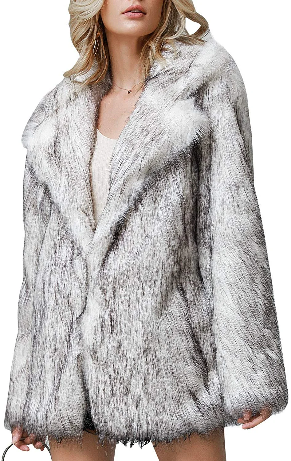 Apparel Women's Long Sleeve Fluffy Faux Fur Warm Coat