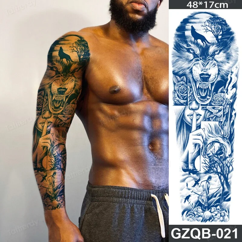 Sdrawing transfer tattoo fake large size full arm tattoo sleeve juice ink long lasting waterproof temporary tattoos men body art