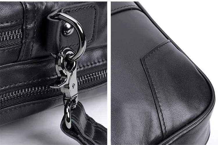 Retro Men's Leather Brifecase 15.6 Laptop Portable Bag