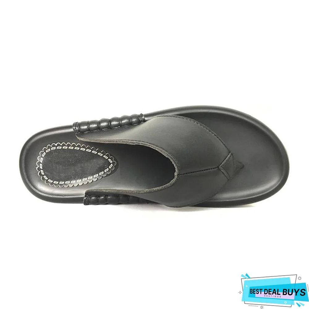 Women Genuine Leather Slippers Beach Flip Flops Slippers Sandal Shoes