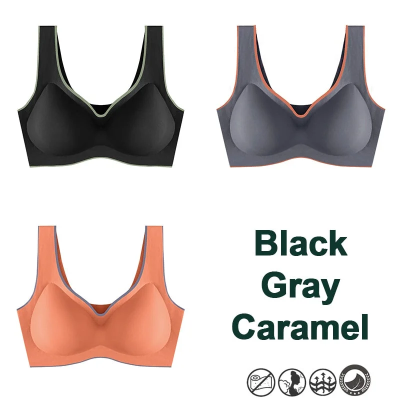 3PCS Latex Bra Women Brassiere Underwear Push Up Bras Seamless Bralette for Female Plus Size Bra Tank Crop Tops Gathers Padded