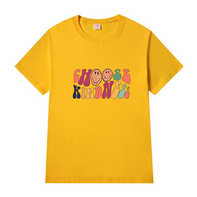 Short Sleeve Crew Neck Be Kind Letter Printed T-shirt