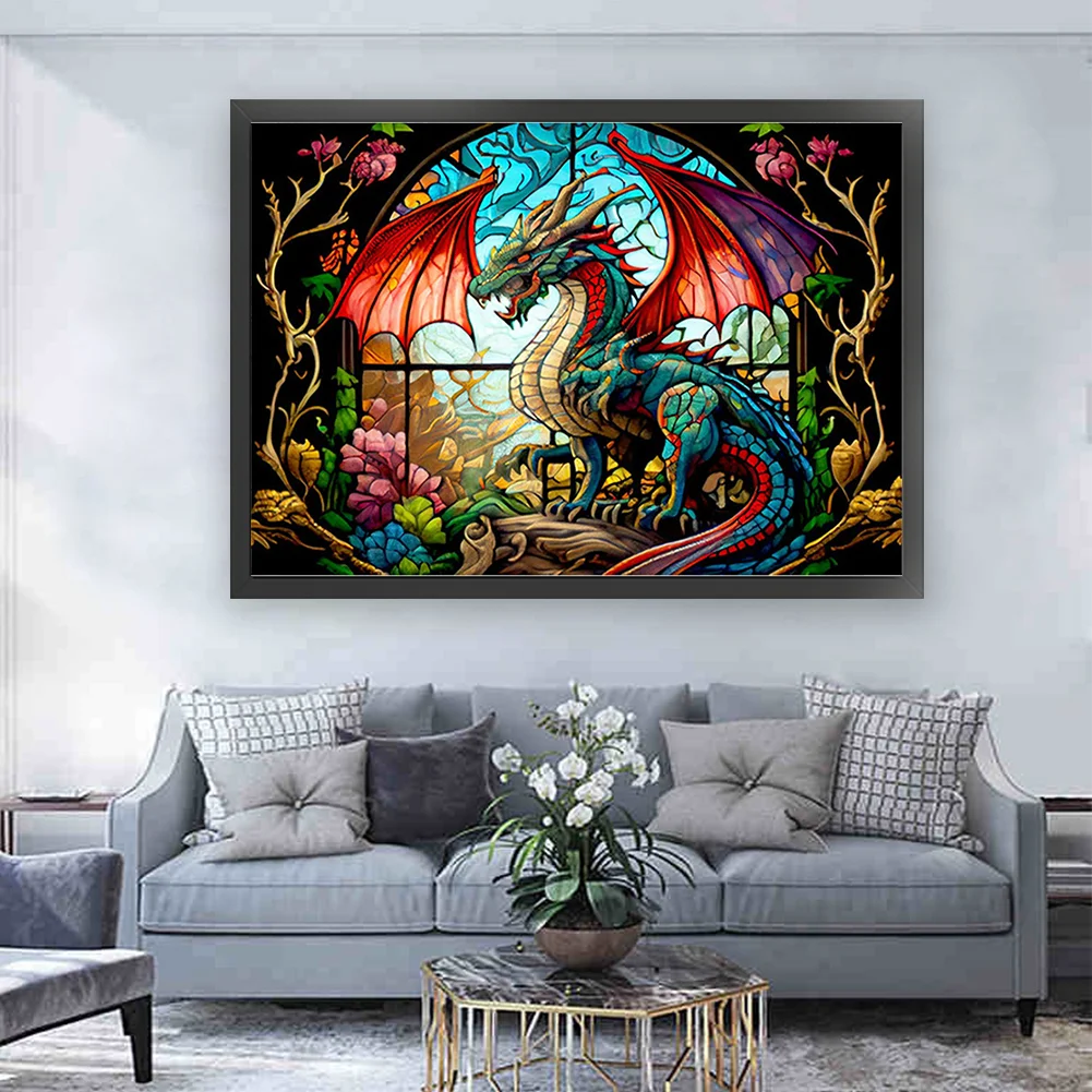 11CT Full Counted Cross Stitch - Stained Glass Pterodactyl(Canvas|65*45cm)