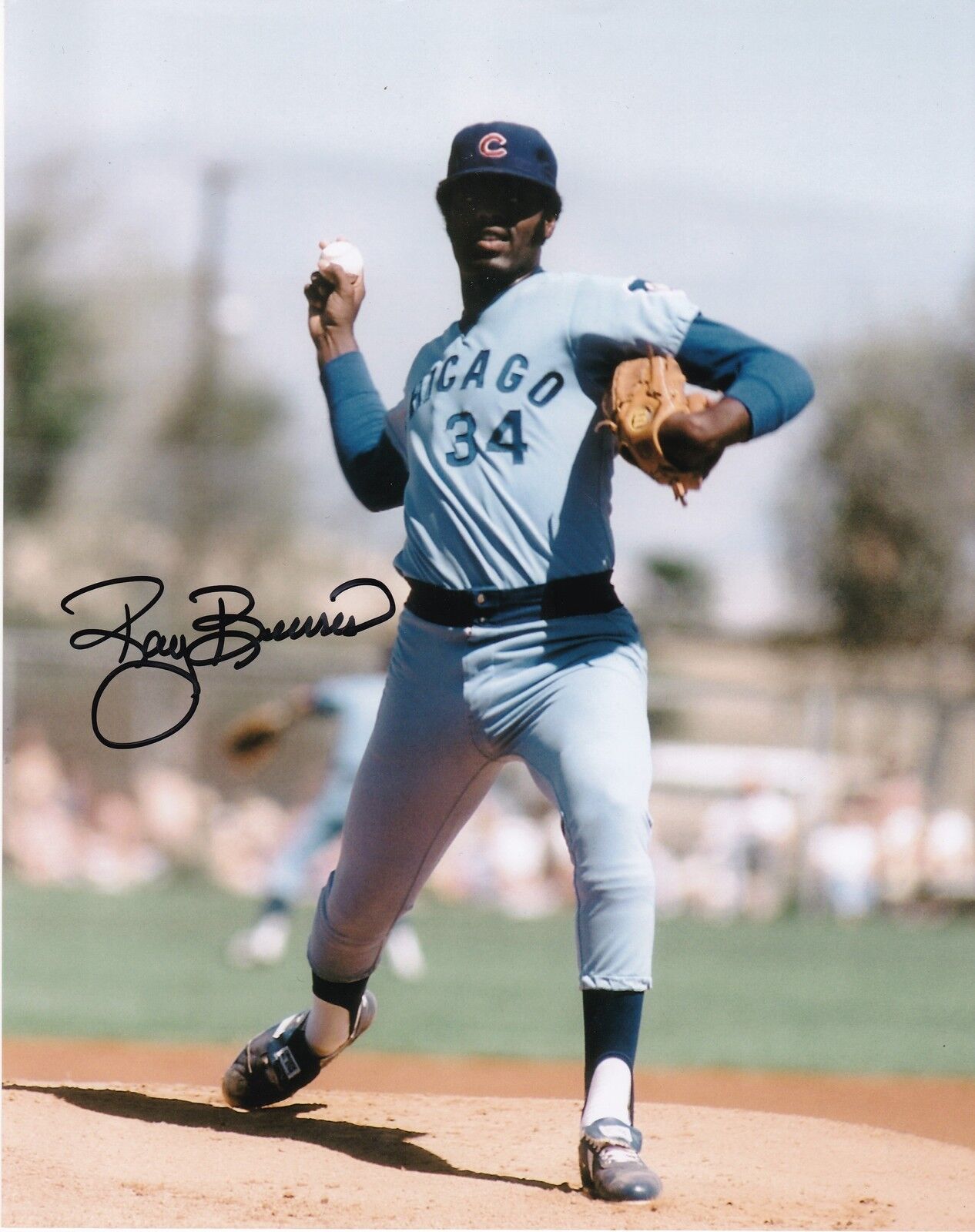 RAY BURRIS CHICAGO CUBS ACTION SIGNED 8x10