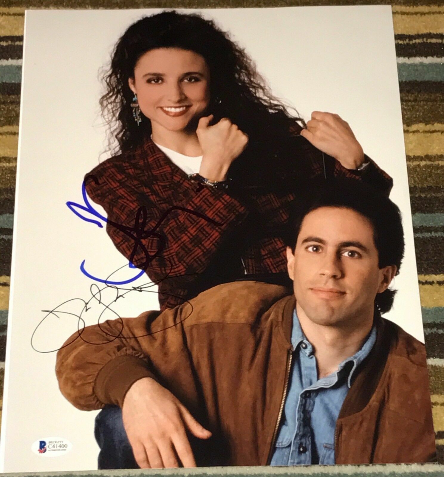 JERRY SEINFELD JULIA LOUIS DREYFUS SIGNED AUTOGRAPH CLASSIC SHOW 11x14 Photo Poster painting BAS