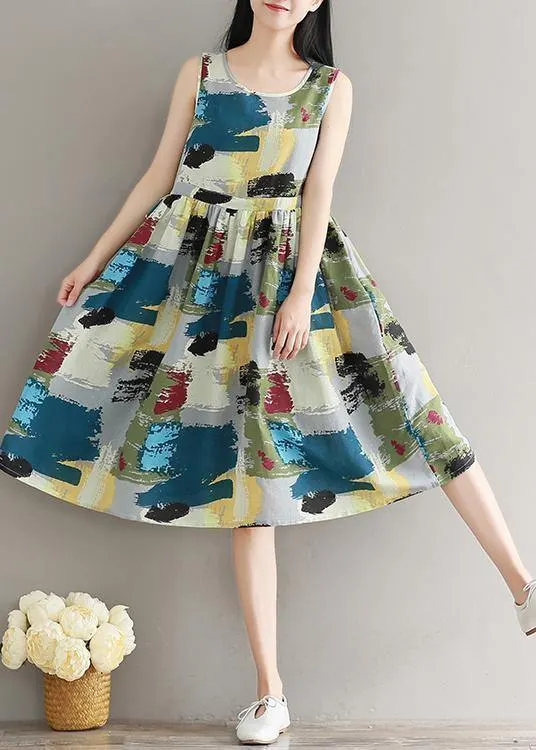Beautiful floral cotton quilting clothes sleeveless daily summer Dresses