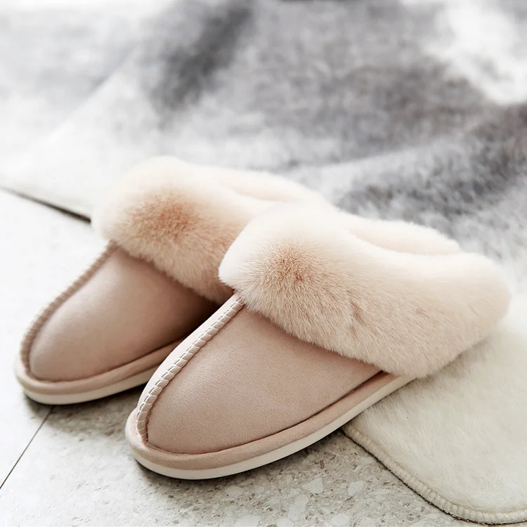 Ladies Slippers Fluffy Lined Warm Slippers Women Non Slip Cosy House Shoes amazon Stunahome.com