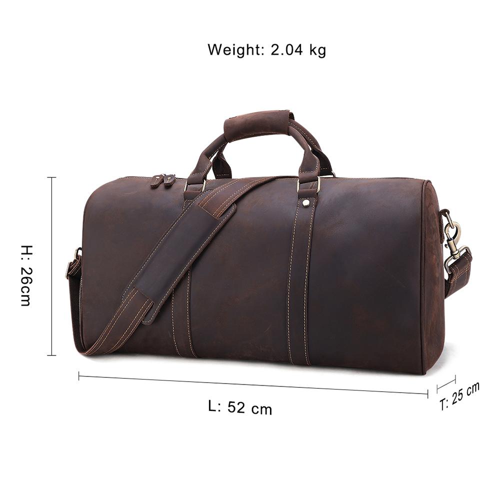 Handmade Genuine Leather Men Travel Bag Large Capacity Duffle Bag