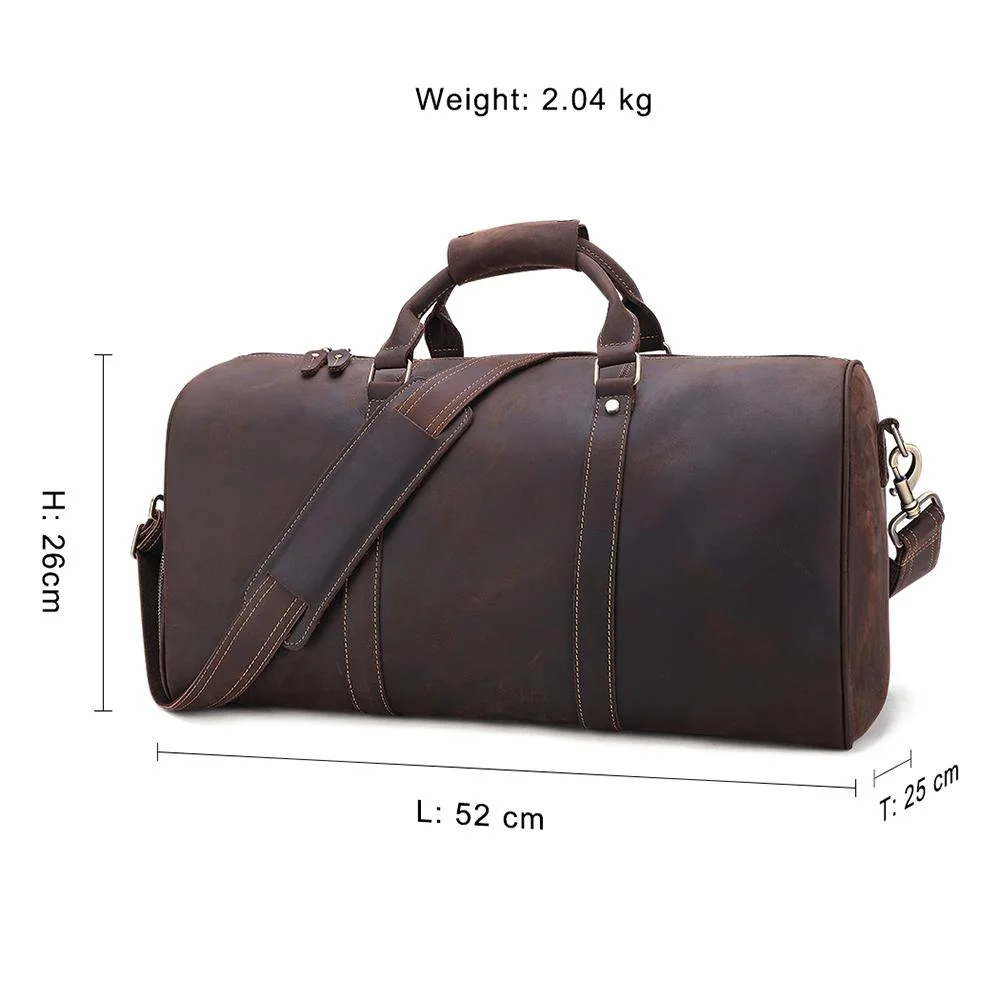 Handmade Genuine Leather Men Travel Bag Large Capacity Duffle Bag