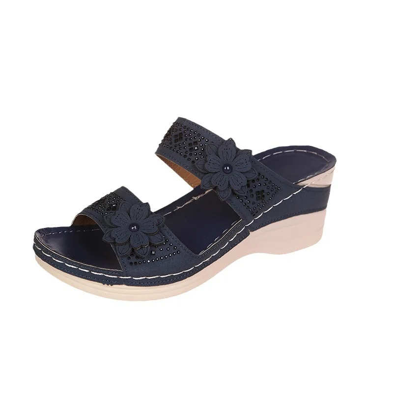 Yyvonne 2025 Flower Sandals Women's Shoes Line Leisure Vacation Beach Slope And Comfortable Large Code