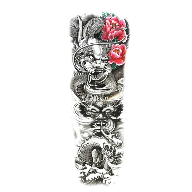 Temporary Tattoos Snake Lion Asian Fake Tattoo Tiger For Men Waterproof Art Mermaid Sticker Paste on Arm Leg Tattoos Body Art