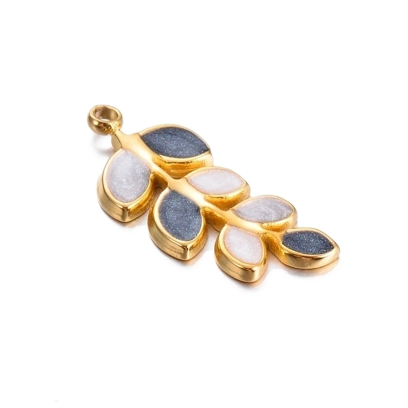 5 Pcs/package Minimalist Leaves Stainless Steel Enamel Plating Jewelry Accessories