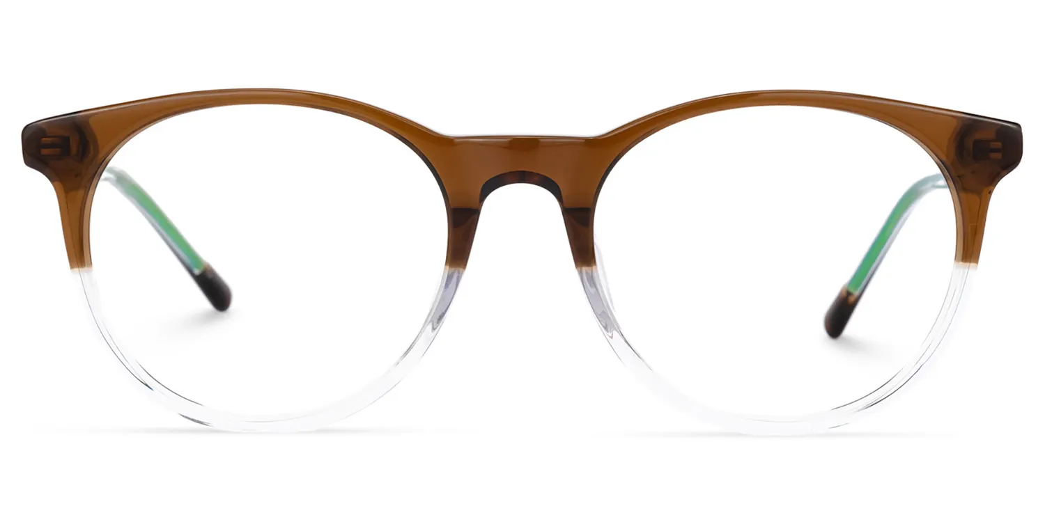 Necho Braun Rund Brille Braun