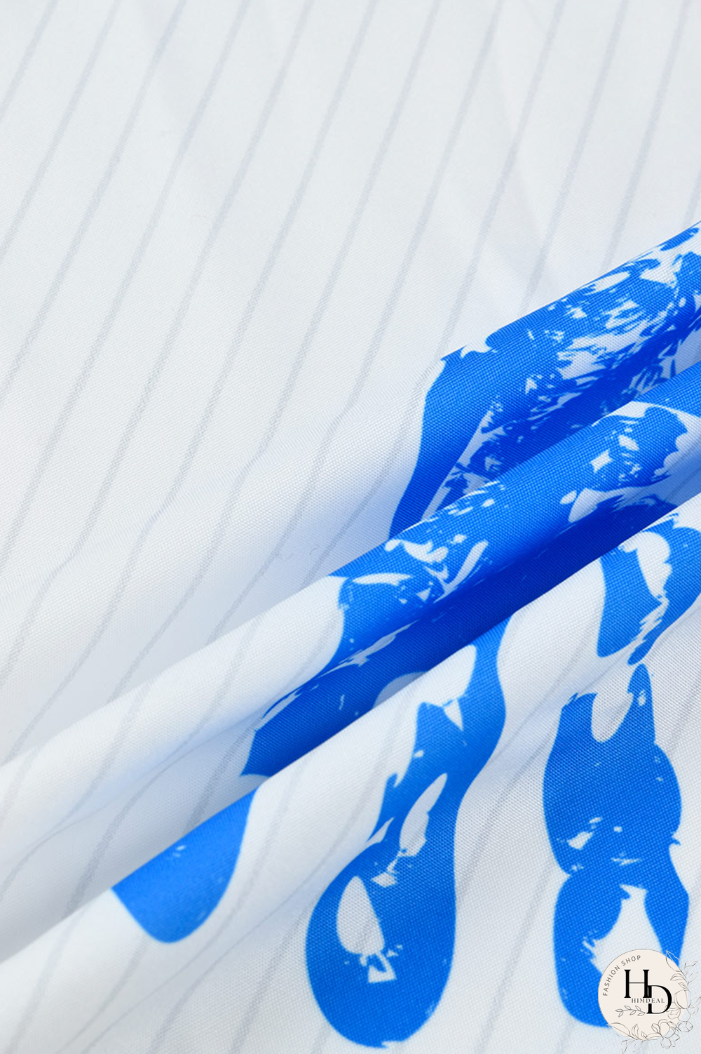 White Casual Print Patchwork Turndown Collar Tops