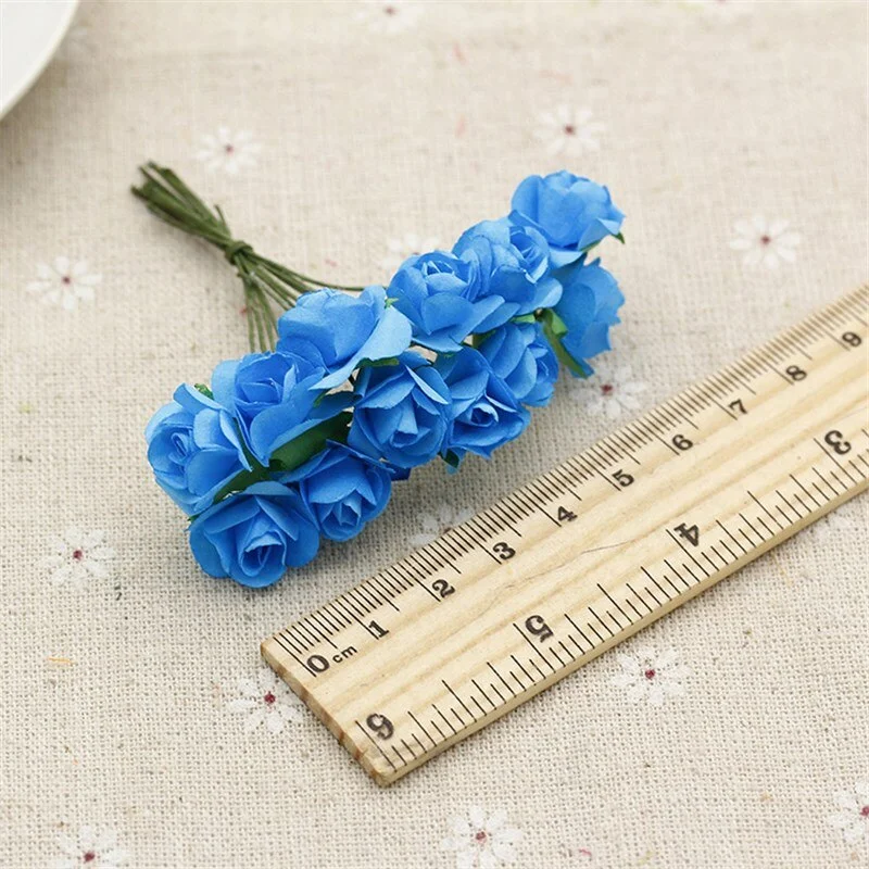 12/72/144pcs Fake Mini Artificial Paper Rose Flower Bouquet For  Wedding Decoration Handicraft DIY Scrapbooking Wreath Craft