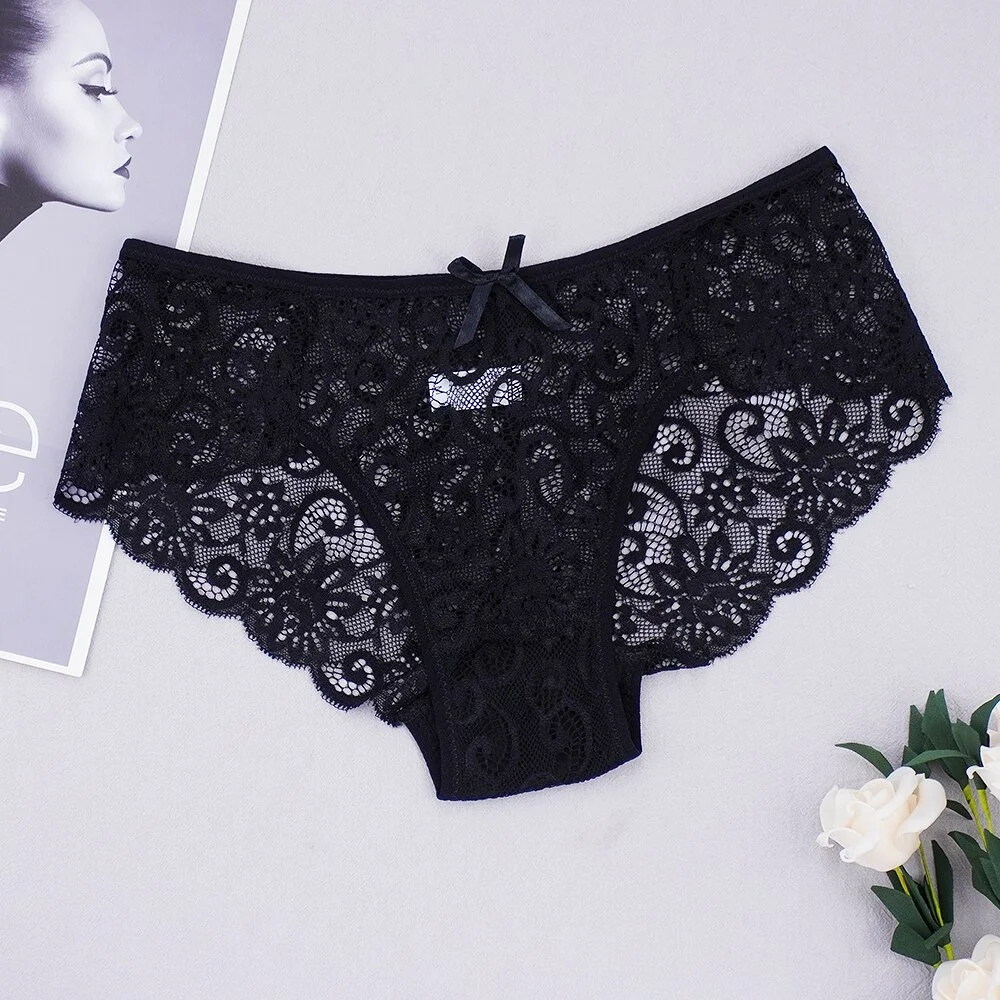 Billionm Women Full Lace Underwear Briefs Transparent Panties Sexy Fashion Plus Size S-XL Panty Womens Breathable Underpants Shorts