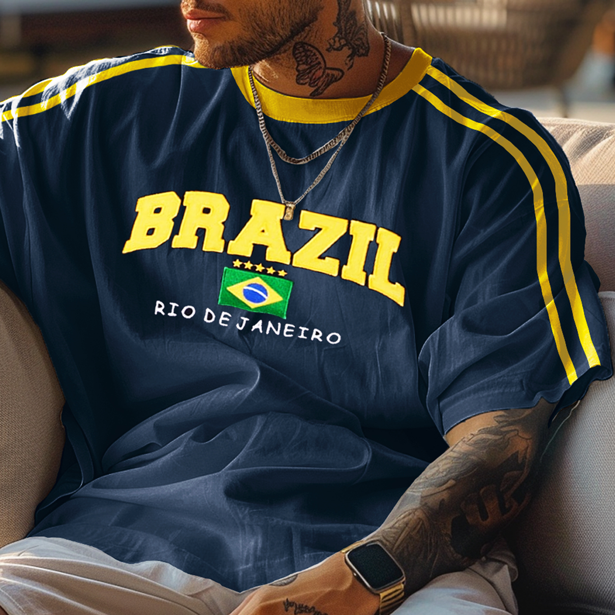 Unisex Retro Brazilian Football Y2K Oversized T-Shirt