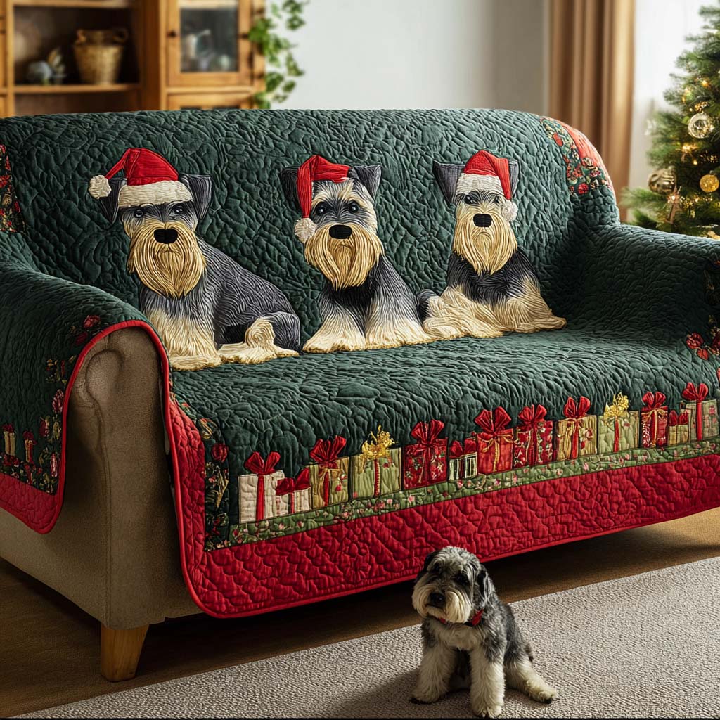 Santa Schnauzer Quilted Sofa Cover NCU0NT11472 everthome