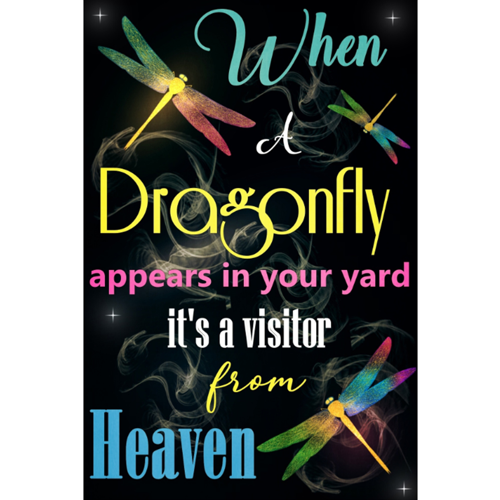 

40*50CM - Round Drill Diamond Painting - Dragonfly Word, 501 Original