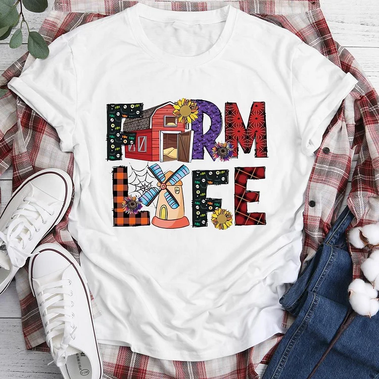 Farm Life Round Neck T-shirt-0018848