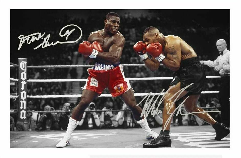 FRANK BRUNO & MIKE TYSON AUTOGRAPH SIGNED Photo Poster painting POSTER