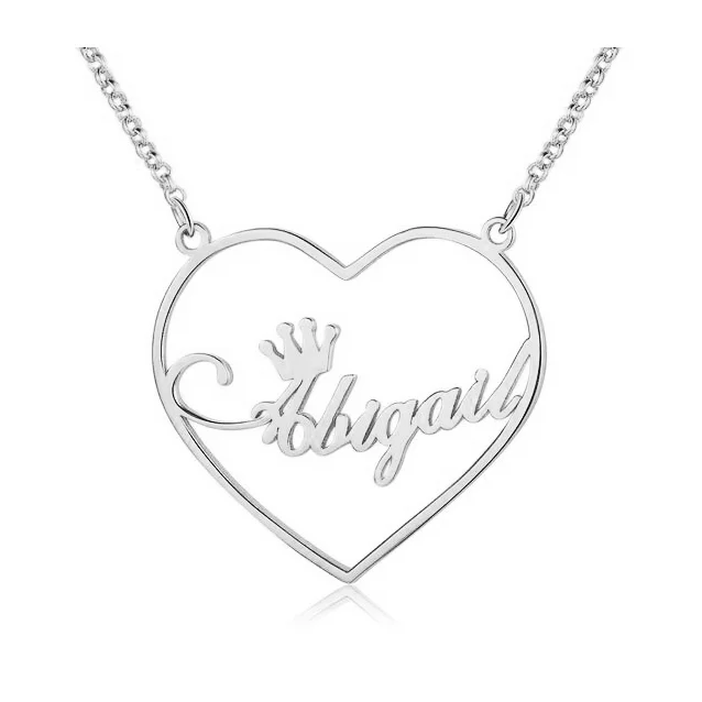 Heart Crown Name Necklace Personalized Name Necklaces