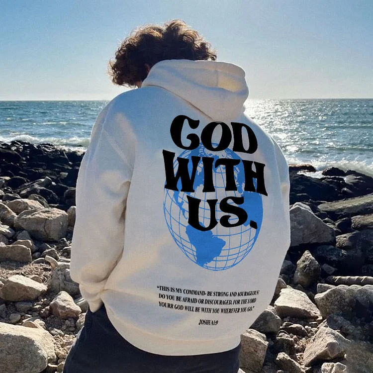 Sopula God With Us Graphic Print Pullover Hoodie