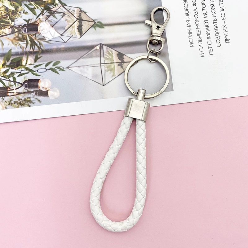 Minimalist Classic Style Solid Color Pu Leather Unisex Bag Pendant Keychain
