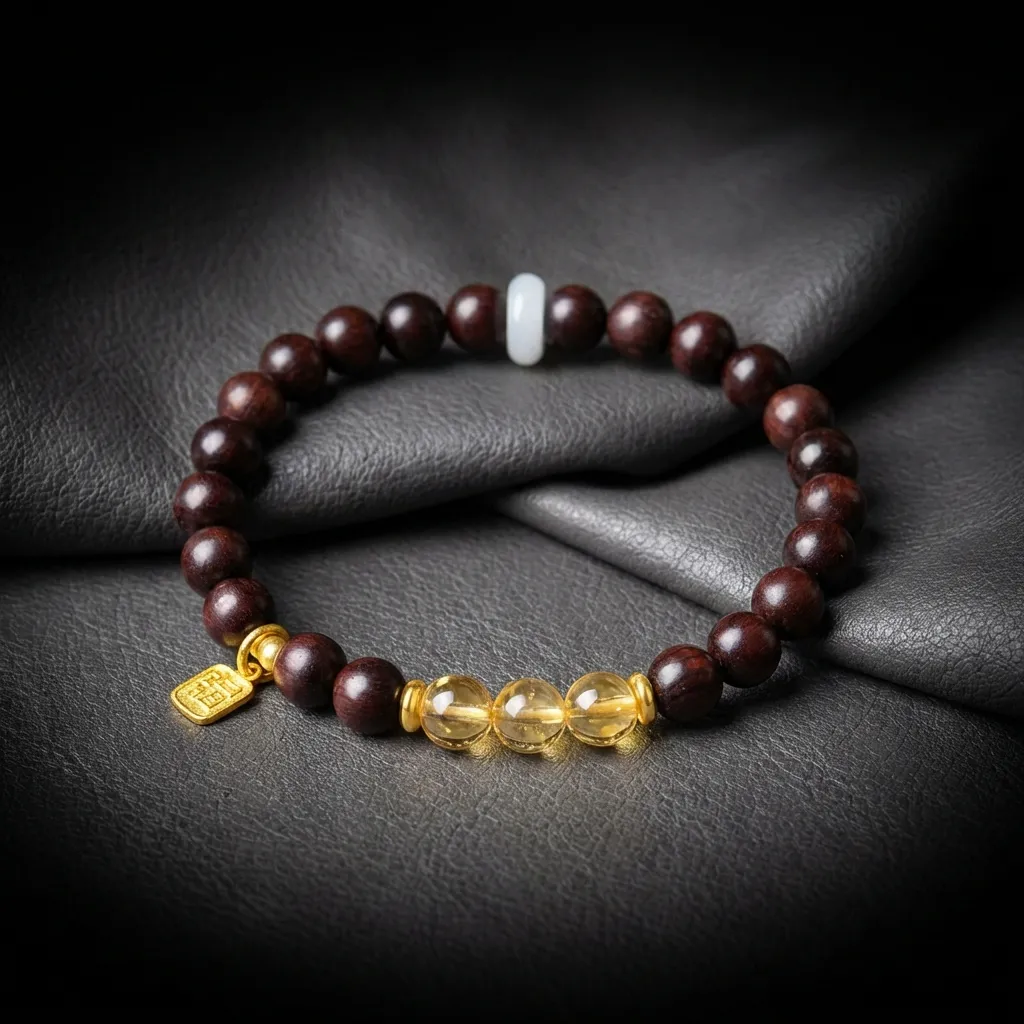 Imperial Rosewood & Hetian Jade Double-Wrap Bracelet 6mm Imperial Citrine - Single Wrap [Abundance & Wealth]