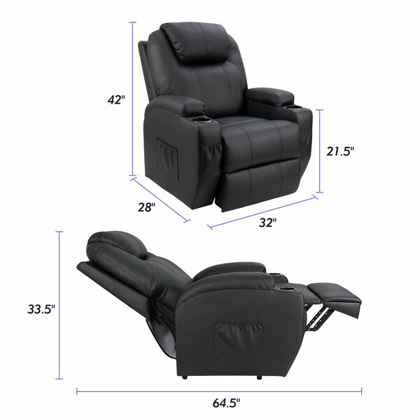 Faux Leather Power Reclining Heated Massage Chair