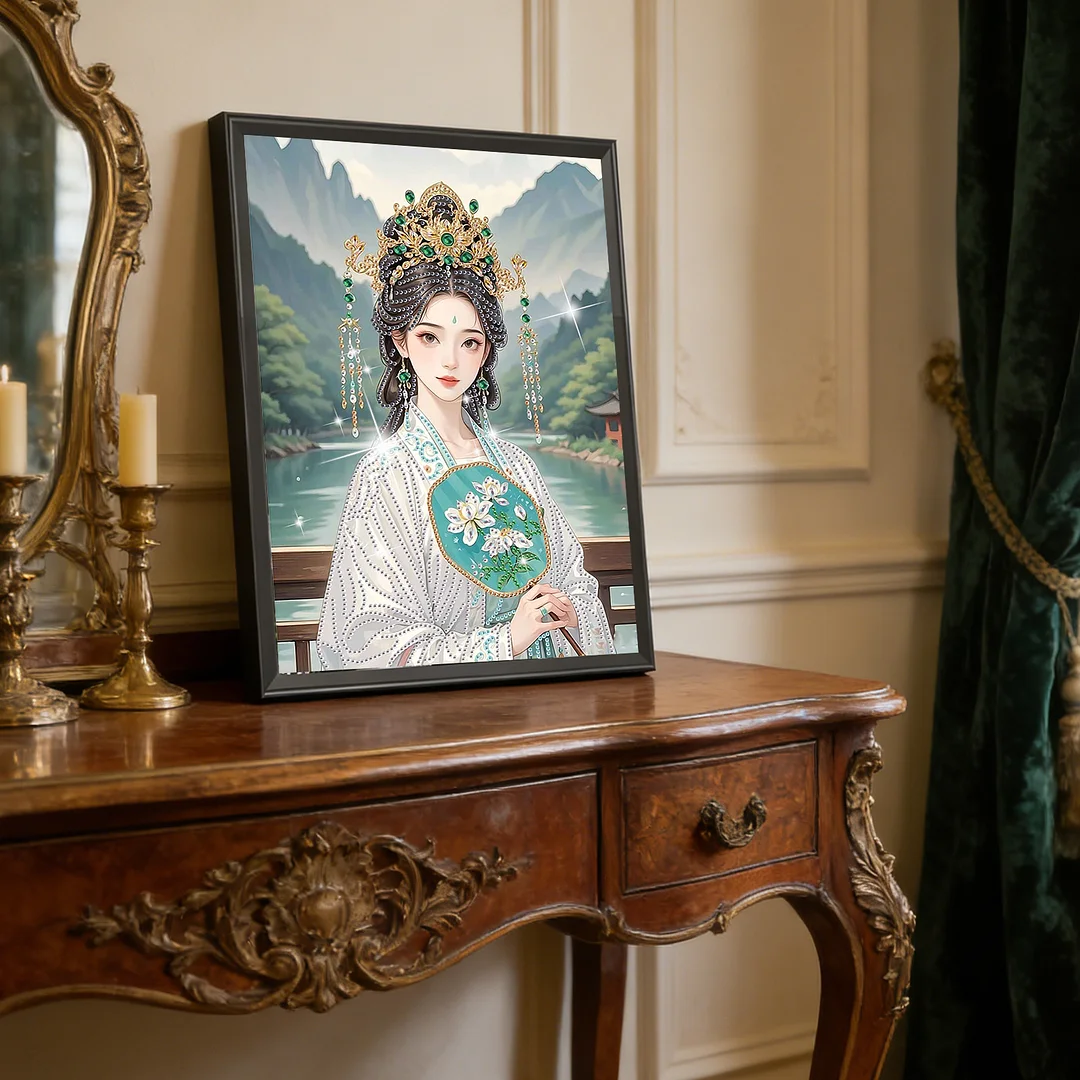 Diamond Painting - Partial Special Shaped Drill - Landscape Lady(Canvas|30x40cm)