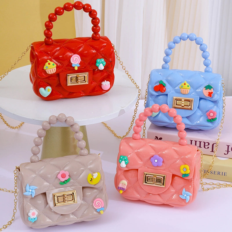 Women’s Small PVC Color Block Streetwear Square Lock Clasp Handbag