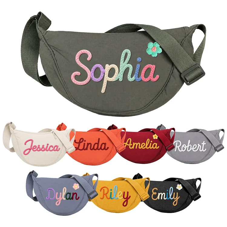 DYOART Personalized Girls Sling Bag with Name, Custom Handmade Yarn Name Crossbody Purse, Fanny Pack Gifts for Girl & Boy, Customized Toddler Purse Christmas Valentines Birthday Gifts for Kids