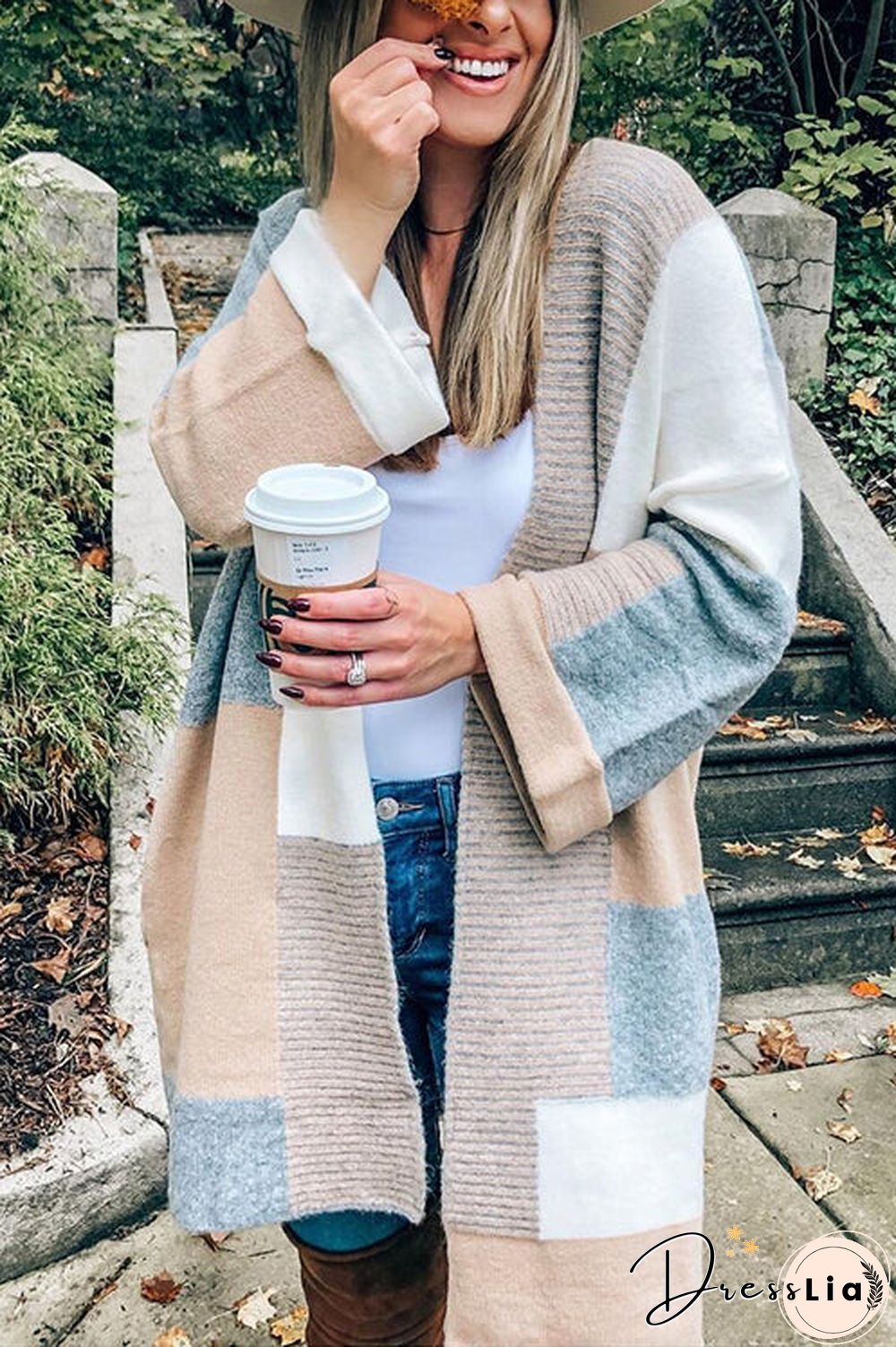 Geometry Color Block Cardigan