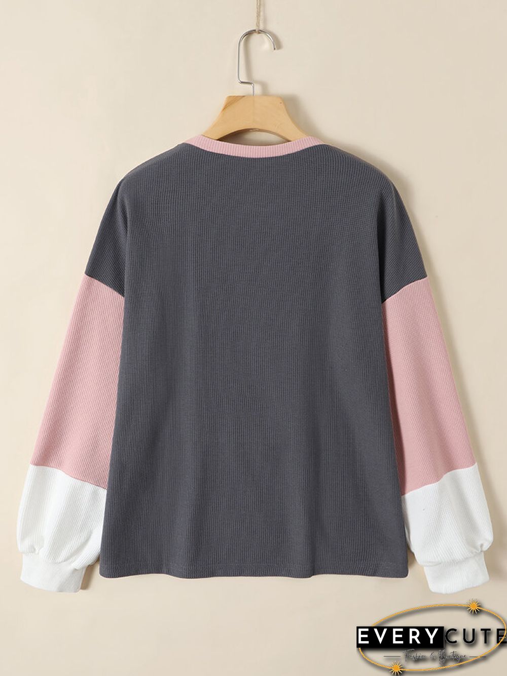 Color Block Dropped Shoulder Long Sleeve Loose Sweatshirt