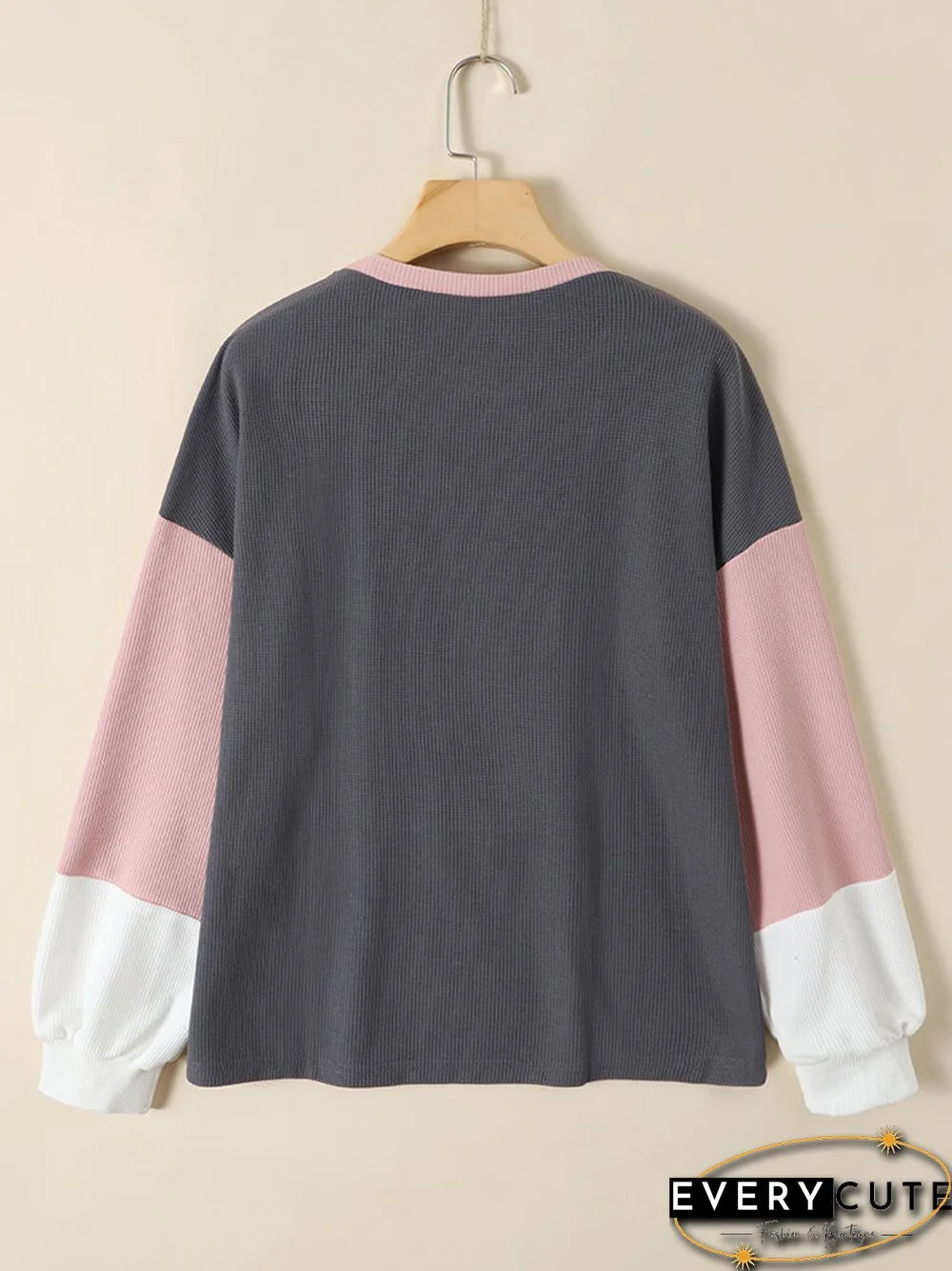 Color Block Dropped Shoulder Long Sleeve Loose Sweatshirt