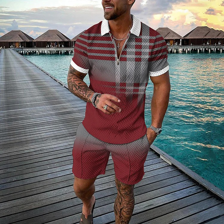Men's Holiday Black and White Polka Dot Printed Polo Suit