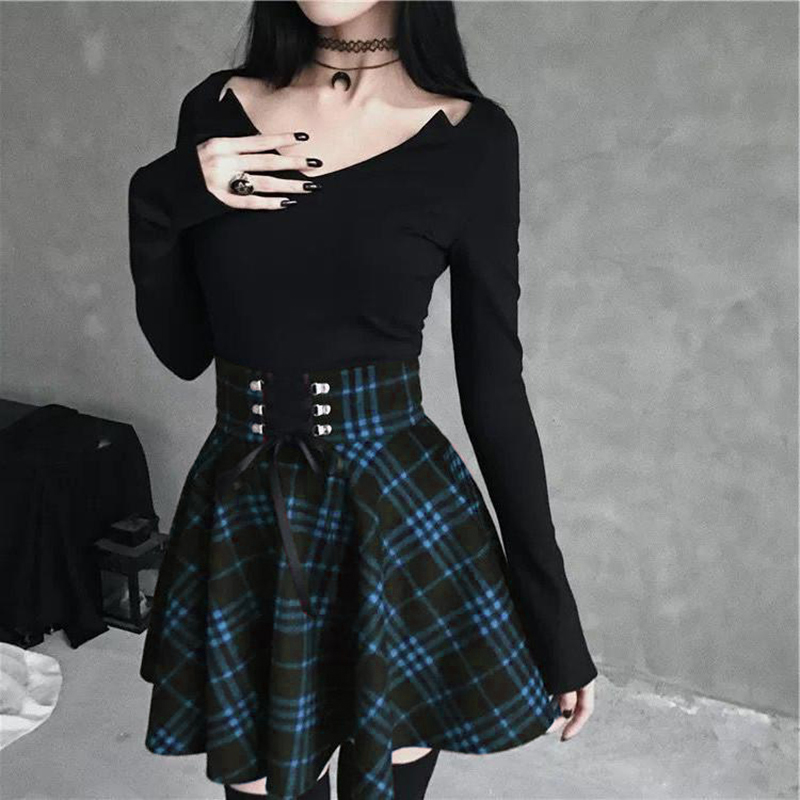 Gamesnears masquerade dress to impress Black Checkered Women's Gothic Skirt Women Pleated Plaid Skirts Spring Autumn Girl Hip Hop Female Punk Goth Mini Skirt