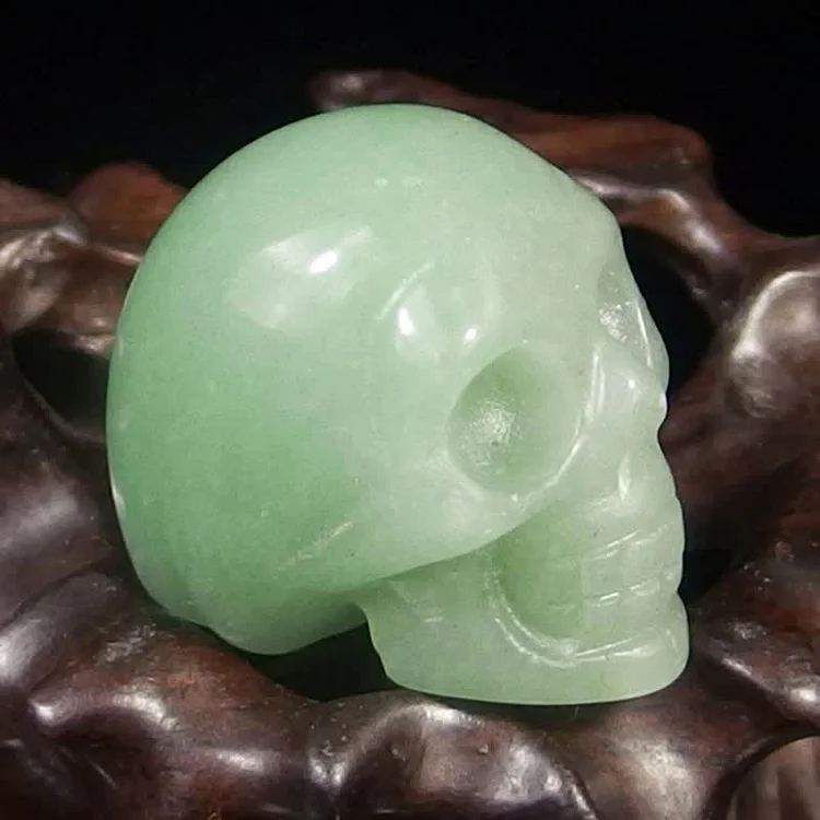 Natural Crystal Skull Halloween Decoration-Green Aventurine