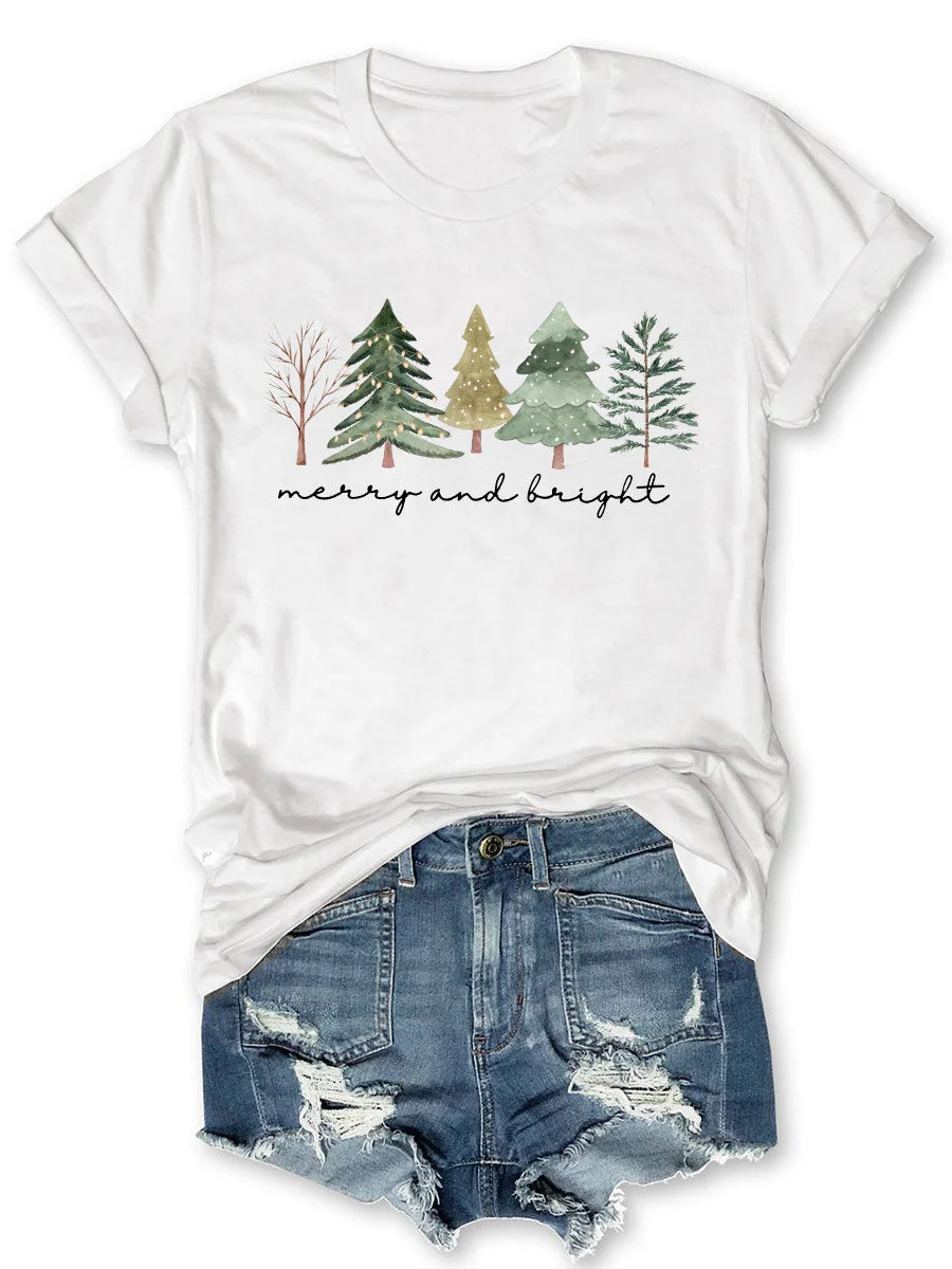 Merry And Bright Christmas Tree T-shirt