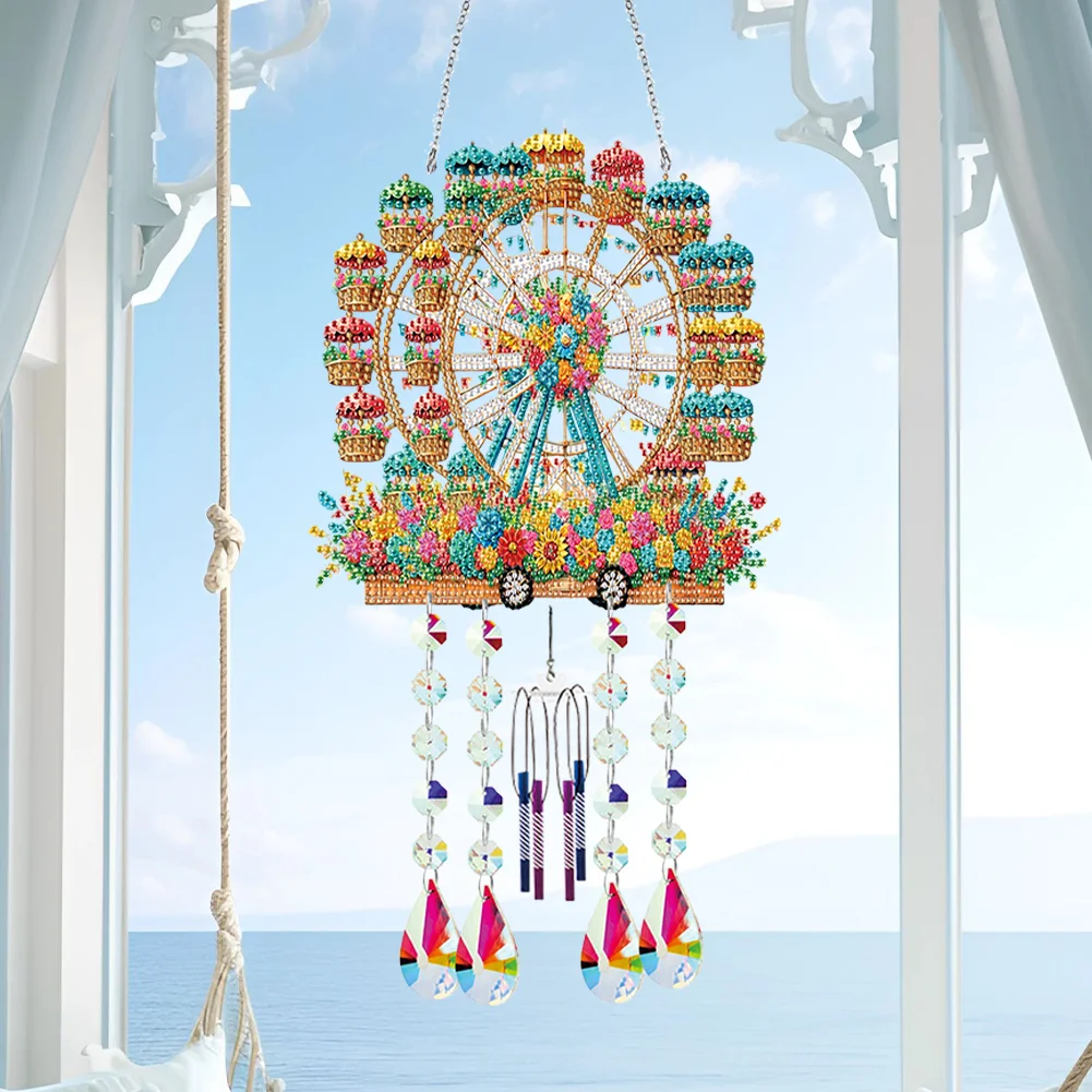 Double Sided Ferris Wheel 5D DIY Diamond Art Painting Wind Bell Hanging Sign