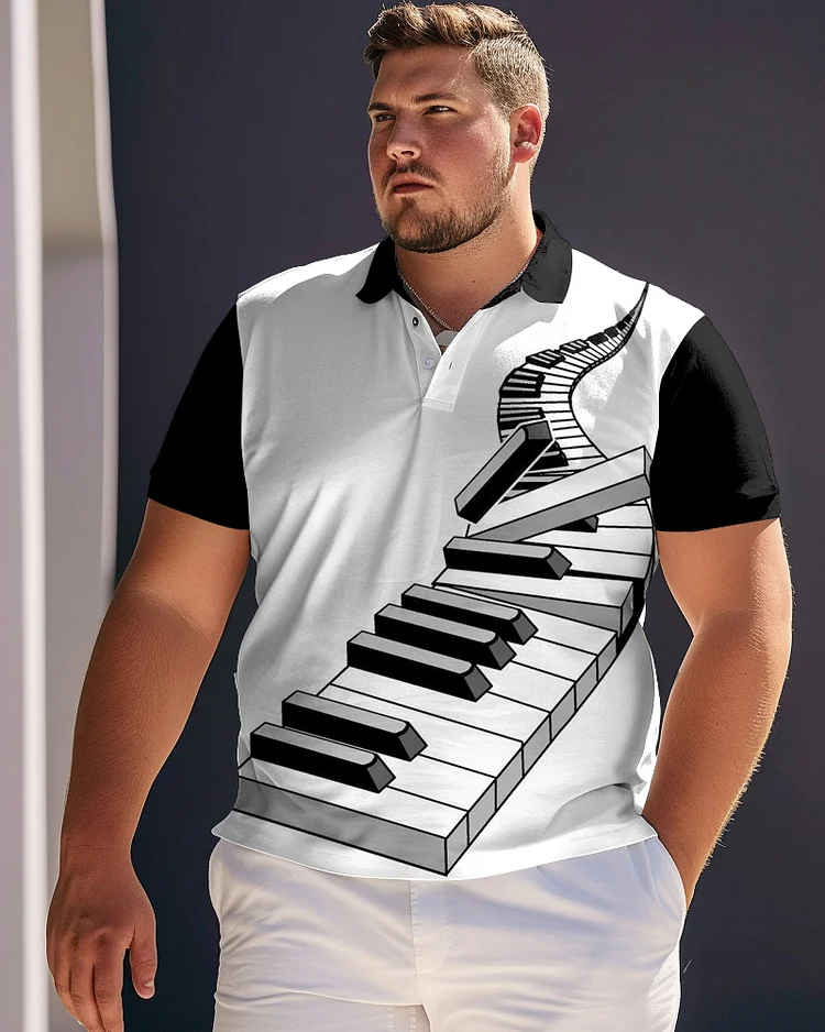 Piano Key Printed POLO Large Men's Short Sleeved T-shirt