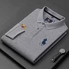 Cotton long-sleeved lapel embroidered polo shirt
