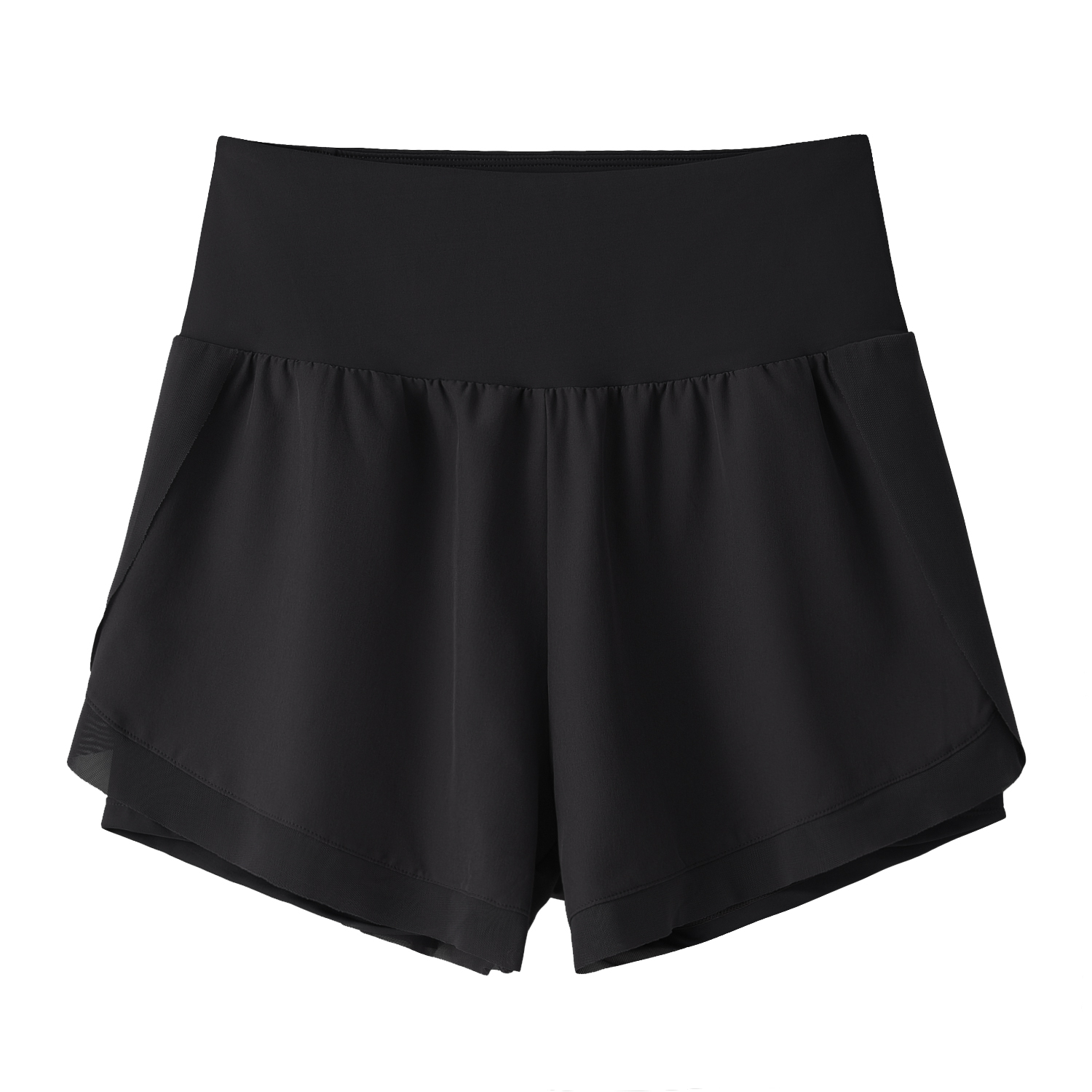 Different types of skin friendly buttery soft anti wardrobe malfunction sports fitness workout 2 in 1 running shorts with inside pockets online shopping on Hergymclothing Black