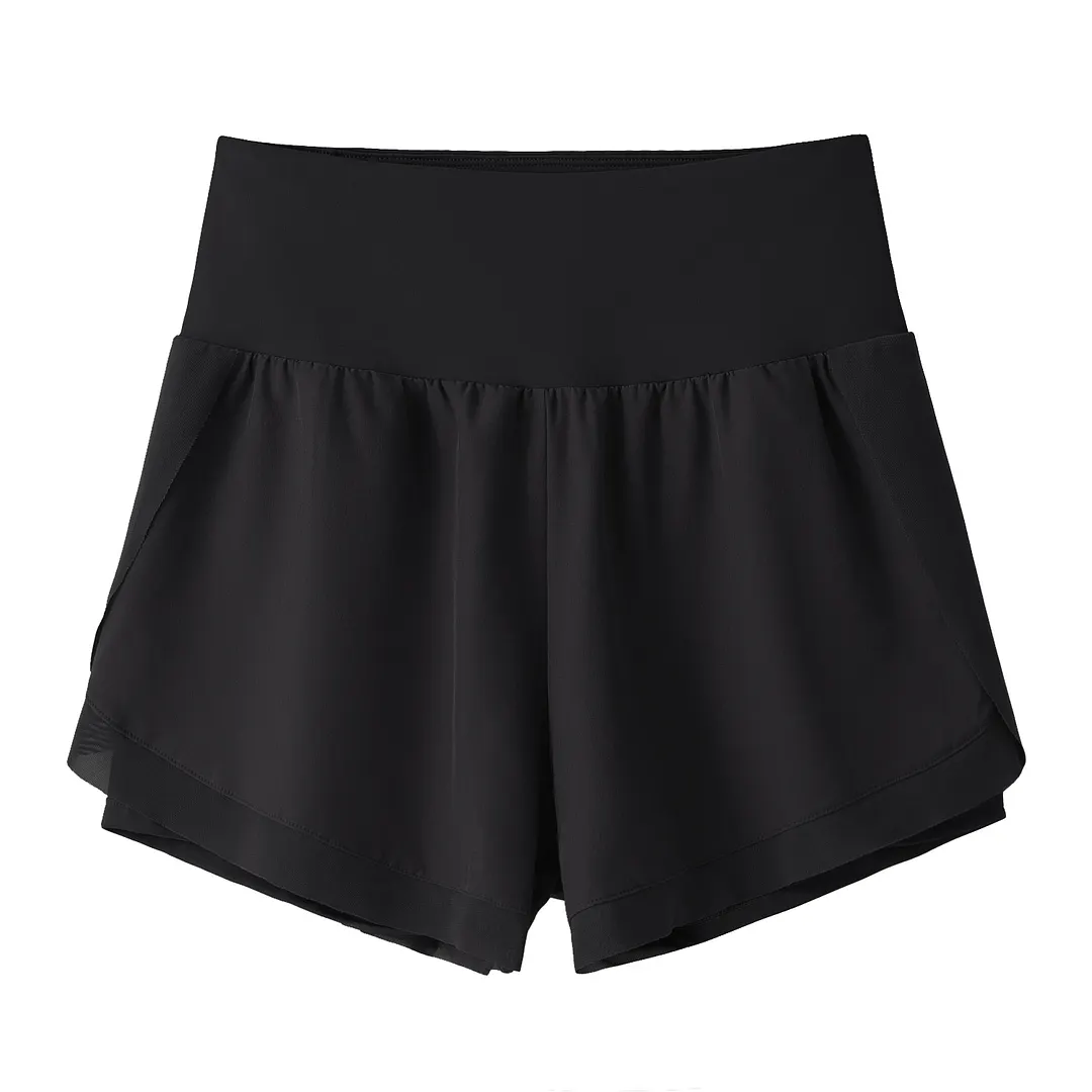Different types of skin friendly buttery soft anti wardrobe malfunction sports fitness workout 2 in 1 running shorts with inside pockets online shopping on Hergymclothing Black