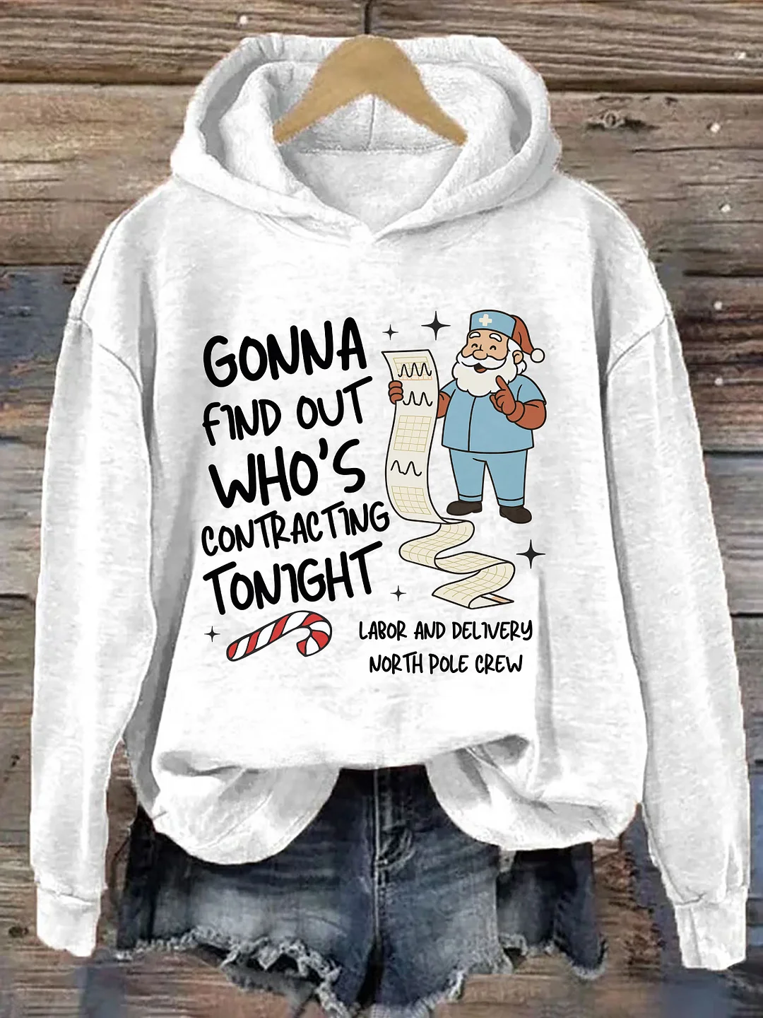 Ob-Gyn Santa: Christmas Contracting List Humor Hoodie